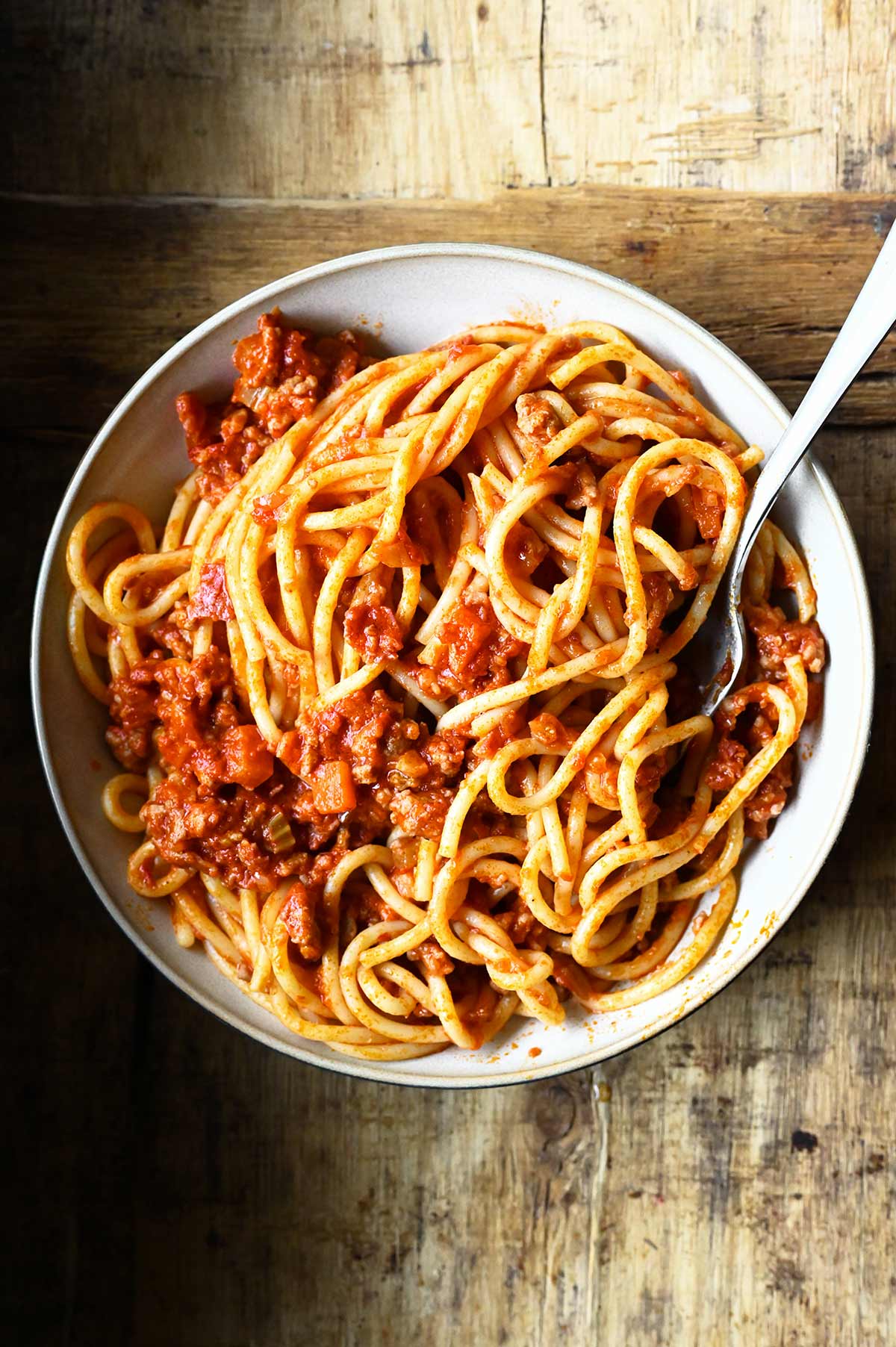 Healthy bolognese on a plate